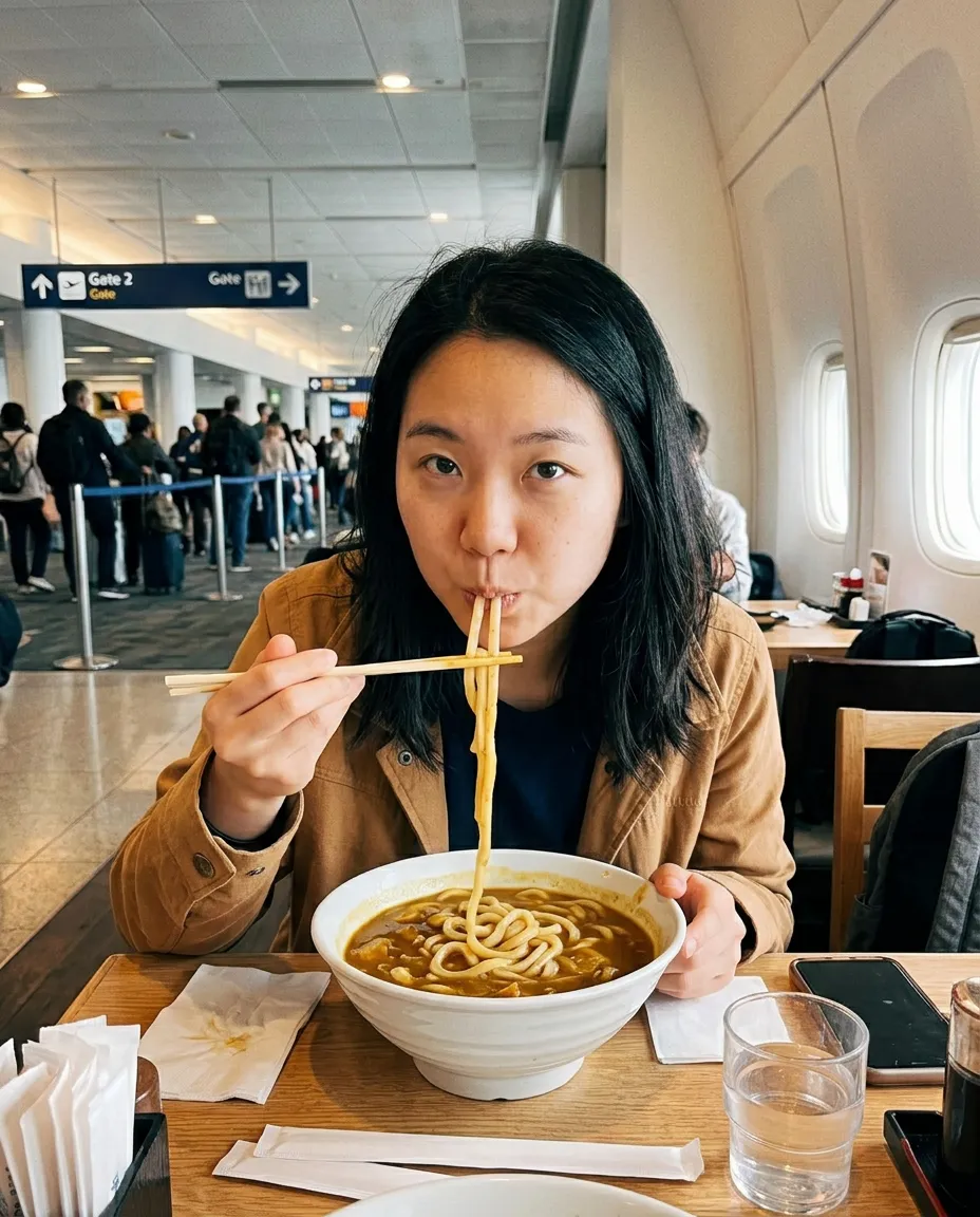 羽田这碗咖喱乌冬…太大了吧