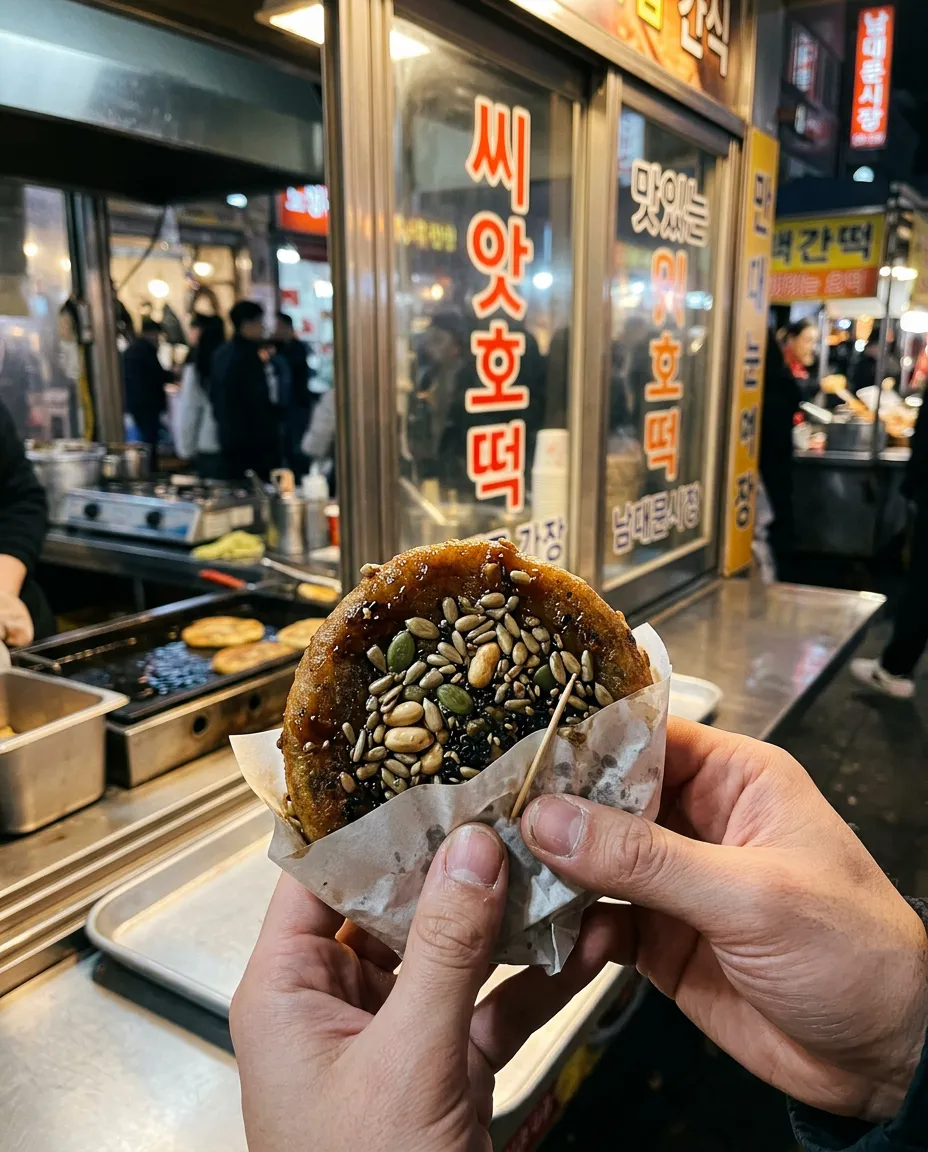 釜山 씨앗호떡：糖浆直接滴到手上 3