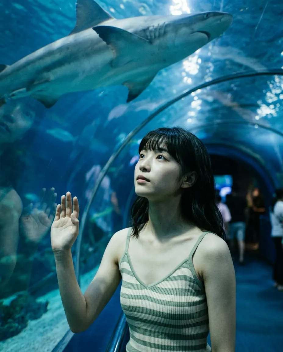 我跟鲨鱼对视了，谁先眨眼谁输