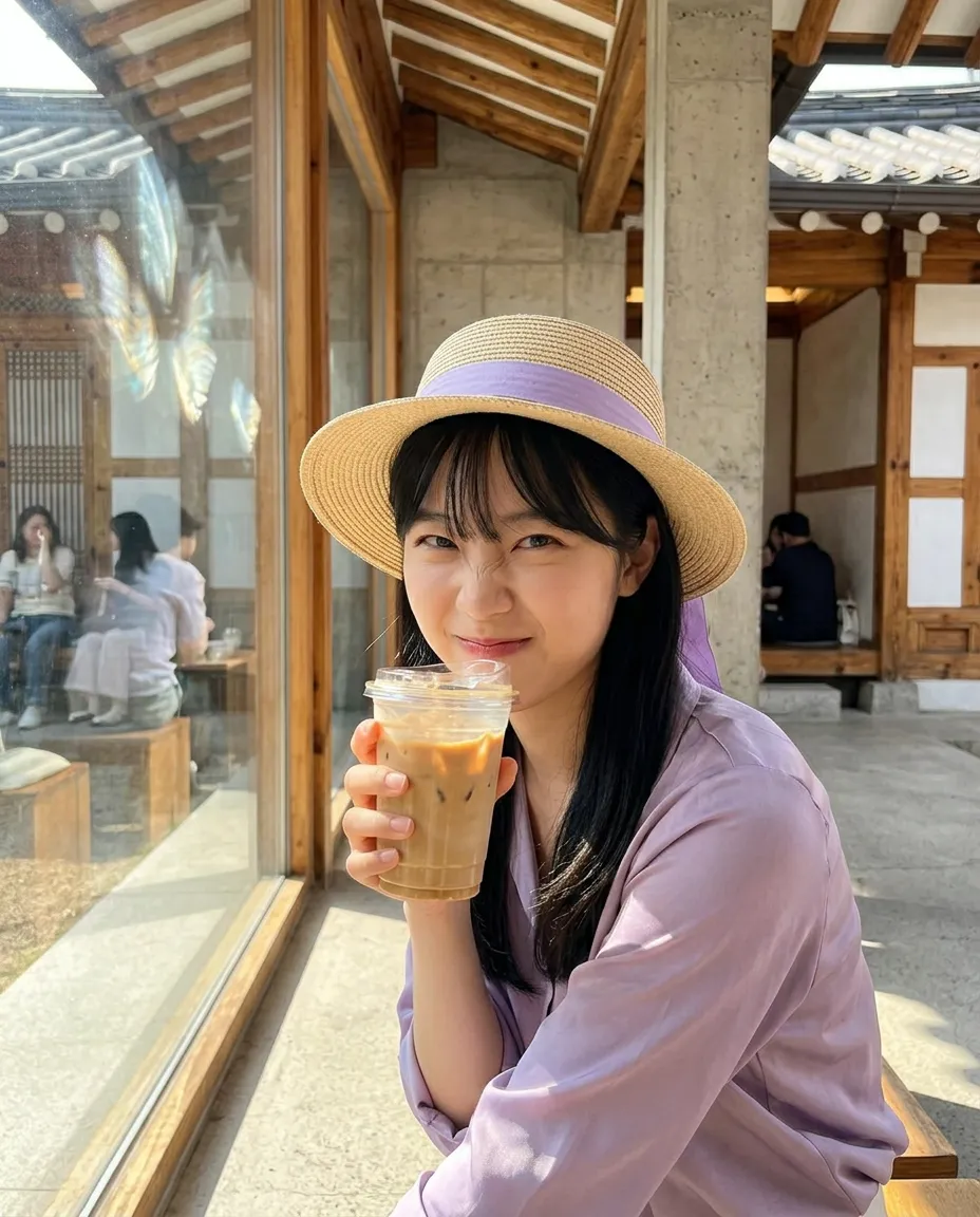 喝咖啡喝到被蝴蝶光影定住